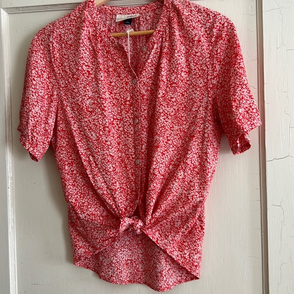 NWT white and reddish/orange floral top - Picture 2 of 5